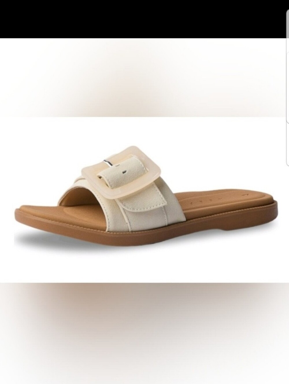 NEW! Reef Neutral Ivory Slide Sandals with Decorative Buckle Sz 8 NWT - Picture 3 of 8